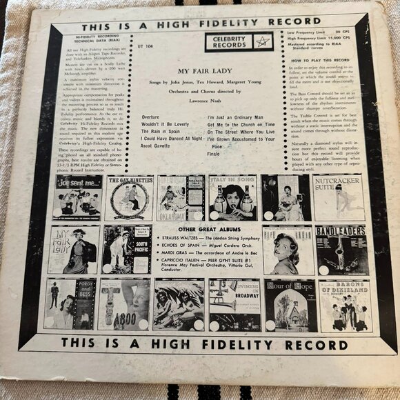My Fair Lady Vintage Vinyl Celebrity Records UT 104 - Picture 2 of 5